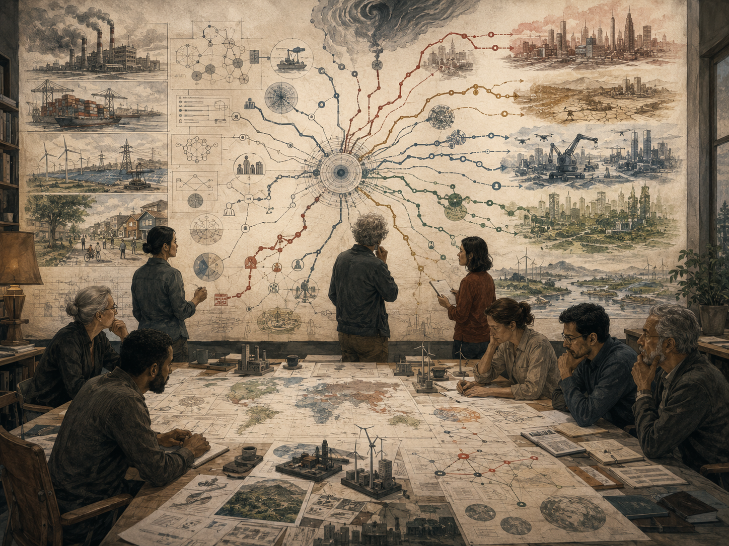 A strategy group studies branching business futures across supply chains, energy transition, infrastructure, climate risk, markets, and long-term systems change.